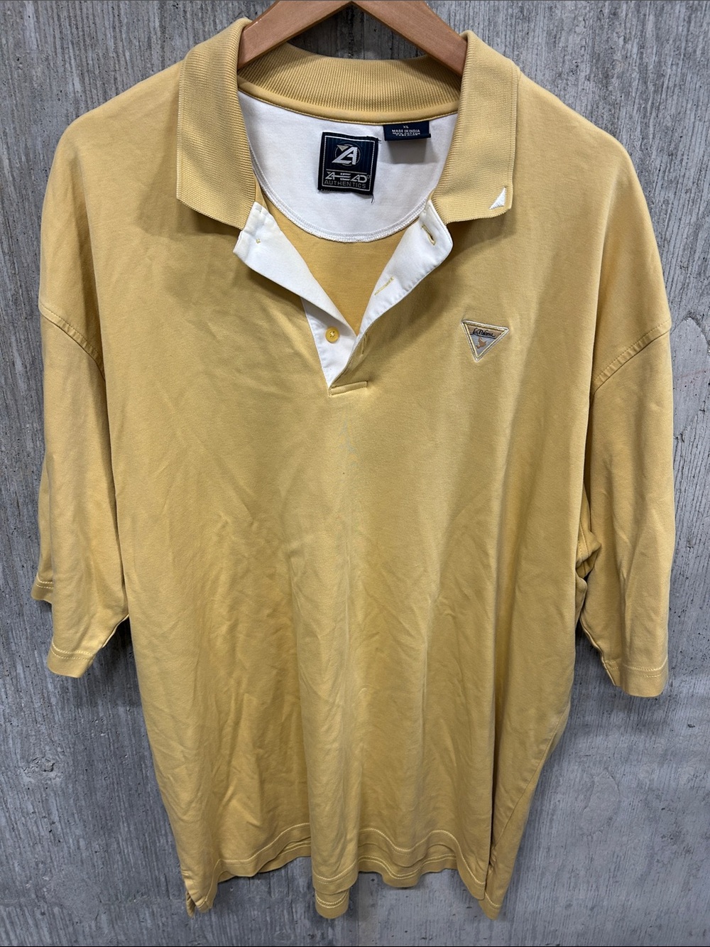 Casual Men's La Paloma Yellow Golf Polo with Contrast White Placket XL